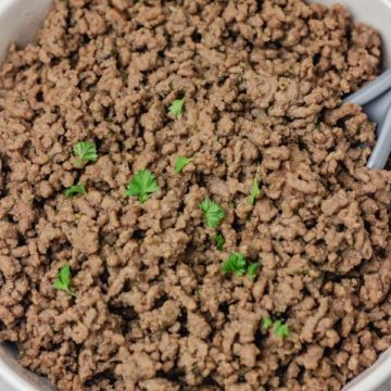 a bowl of ground beef.