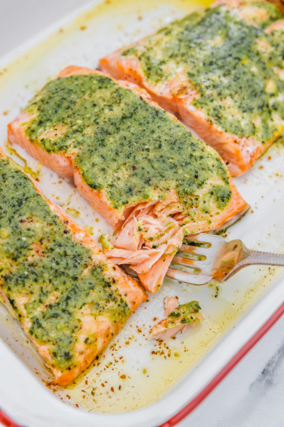 Pesto Butter Salmon - The Dinner Bite